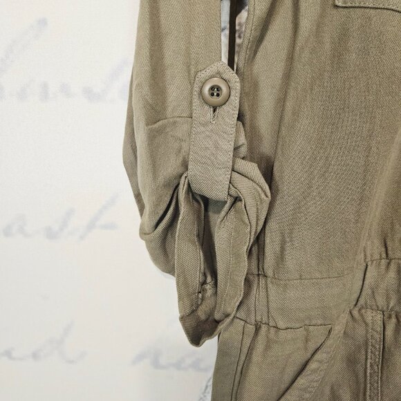 NWT Monrow Romper Size XS 100% Cotton Roll Tab Sleeve - Picture 4 of 12